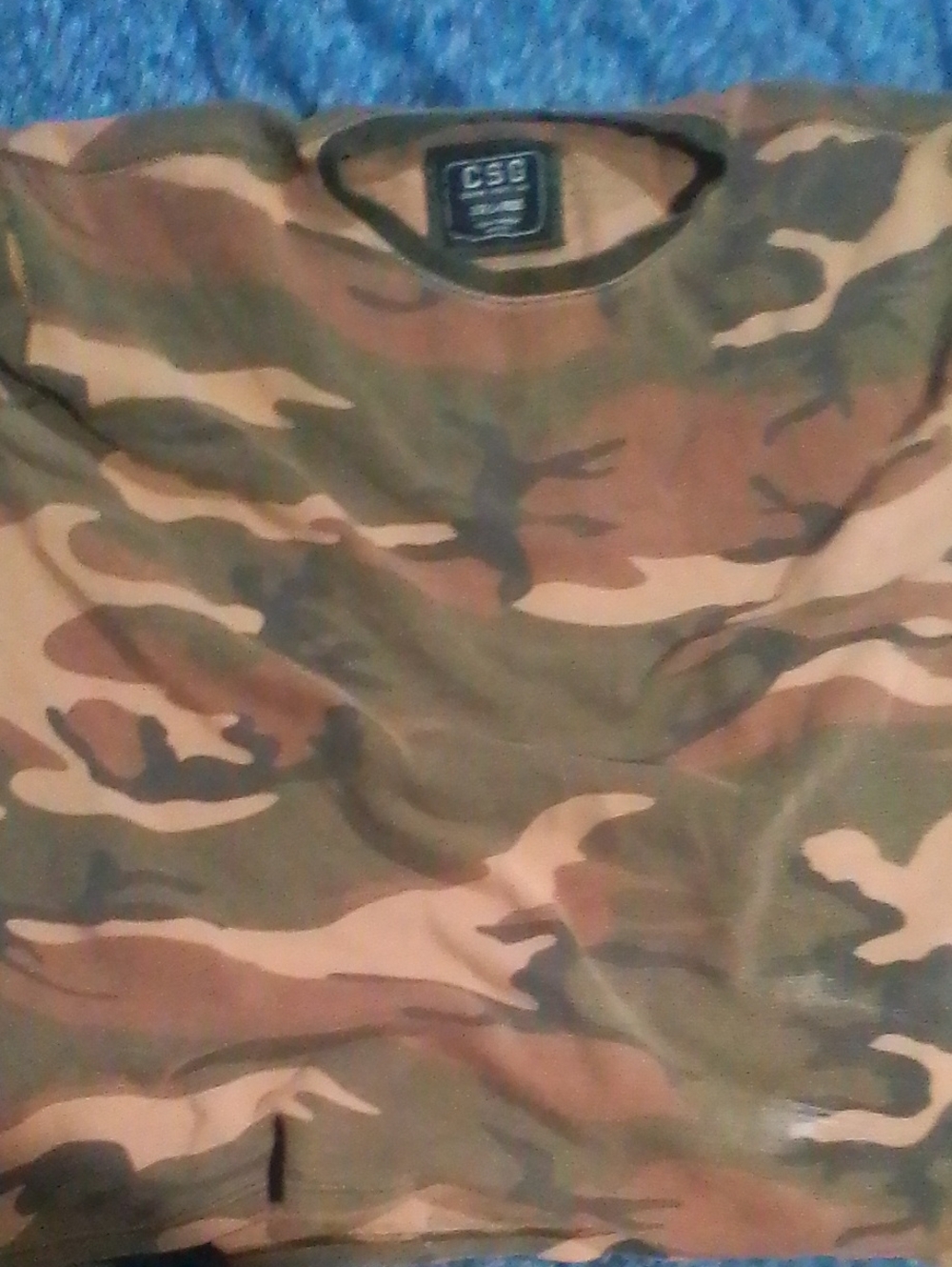 Champs Camouflage Short Sleeve Crew Neck Shirt - Green/Brown/Tan